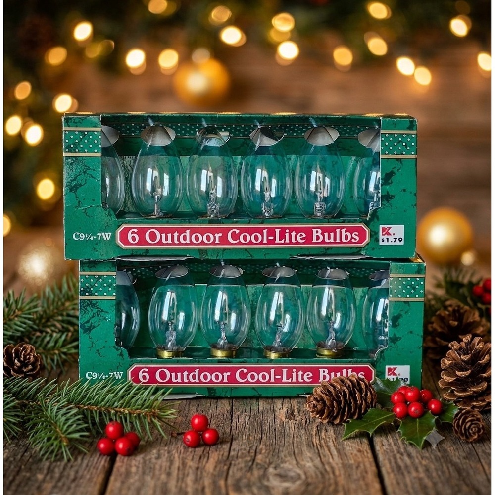 NEW Vintage C9¼ 7W Outdoor Cool-Lite Clear Christmas Replacement Bulbs TESTED